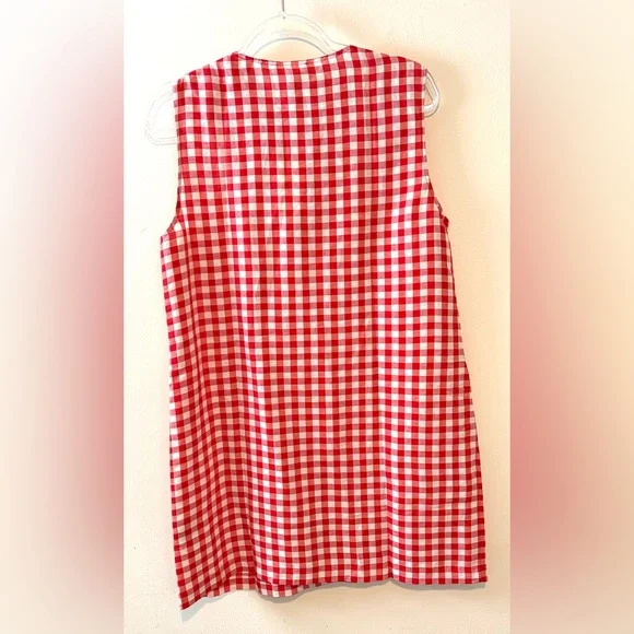 New Doen Coralie mini dress in scarlet Marilyn gingham - Picture 9 of 10